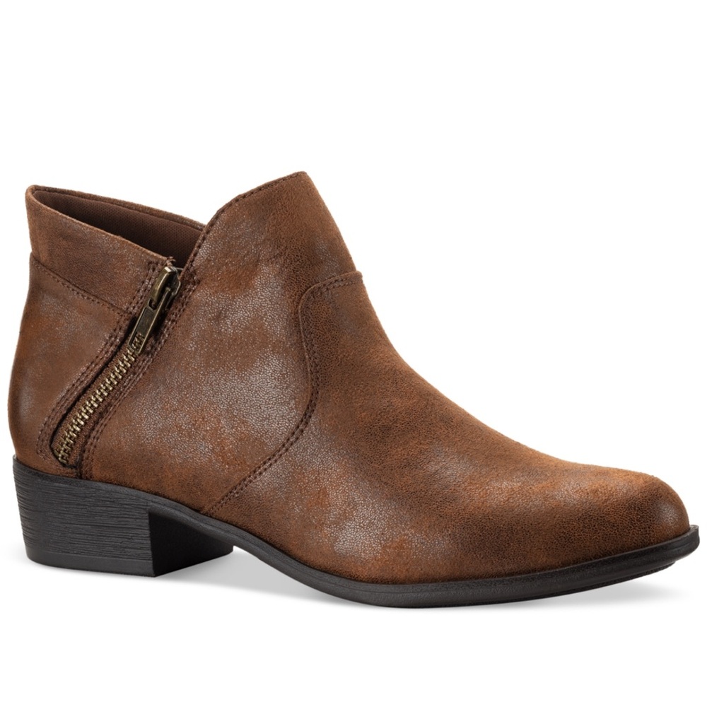 Adelinee Womens Zipper Ankle Boots Brown Lather Size 8.5 M US New In Box